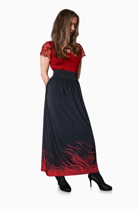 Długa spódnica z printem "Córa Ognia"